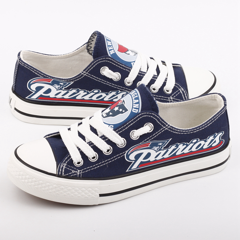 Women's New England Patriots Repeat Print Low Top Sneakers 003 Women's New England Patriots Repeat Print Low Top Sneakers 003